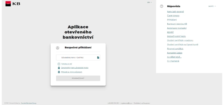 Po opětovném přesměrování na KB zadejte přihlašovací jméno a zvolte Pokračovat