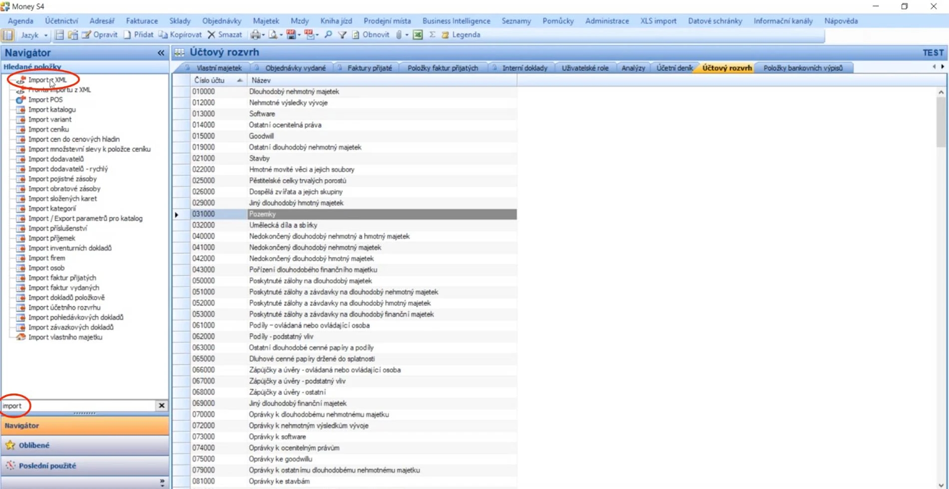 Otevřete Import z XML
