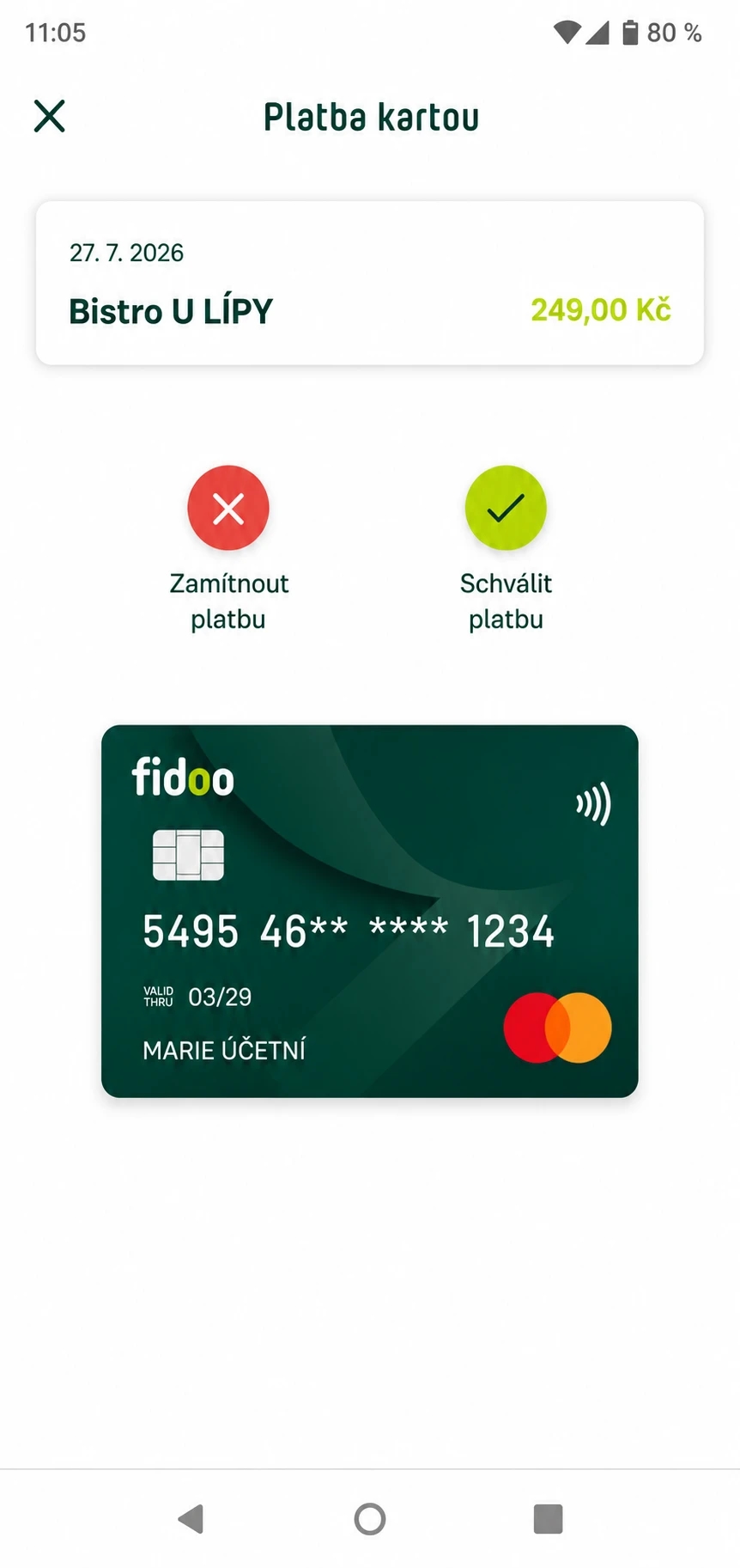 Zkontrolujte údaje o platbě
