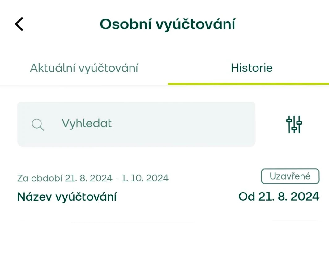Přepněte mezi aktuálním a historií