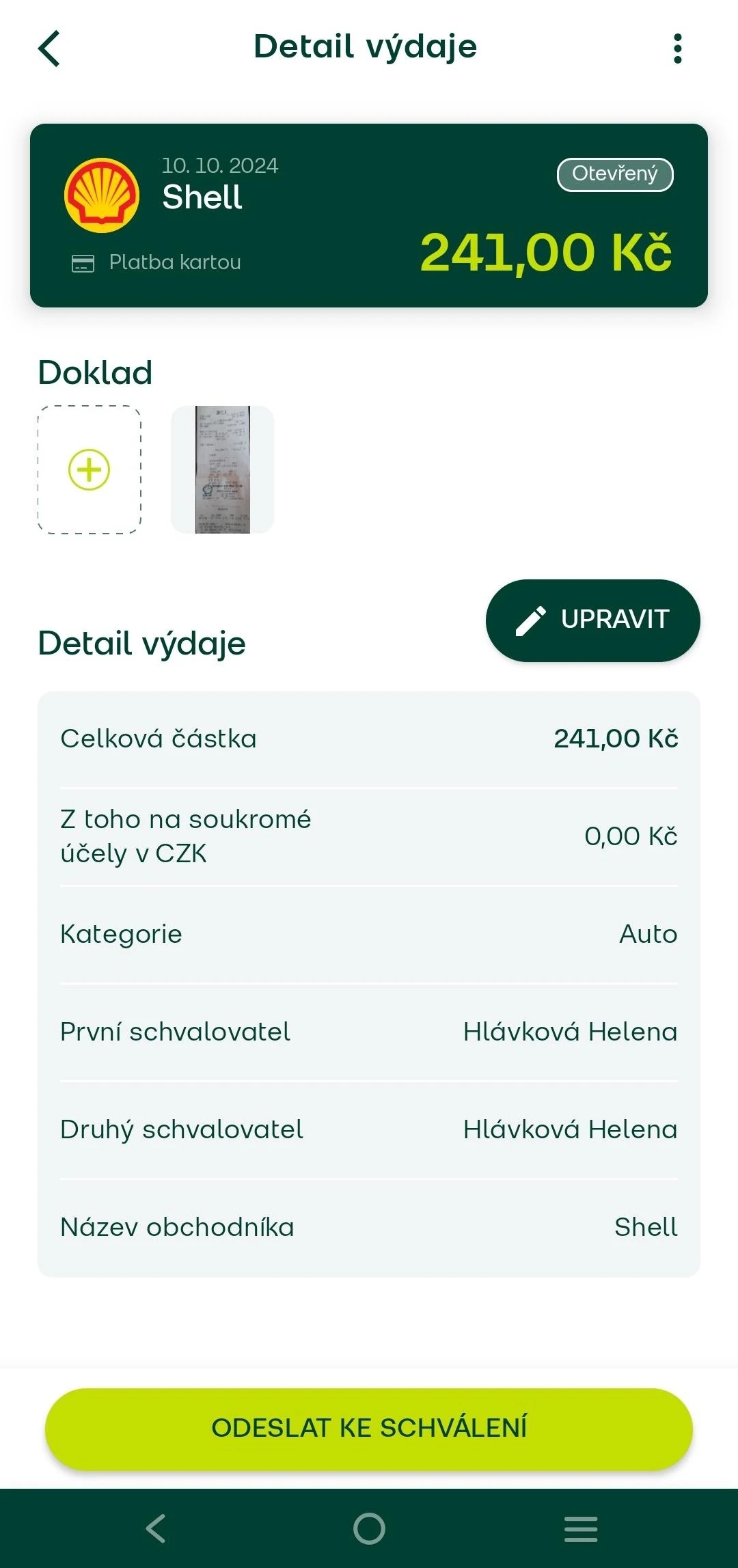 Otevřete výdaj