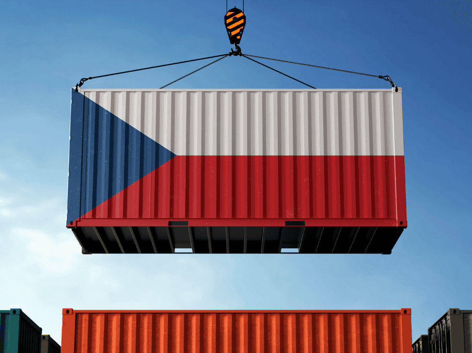 Přepravní kontejner s českou vlajkou