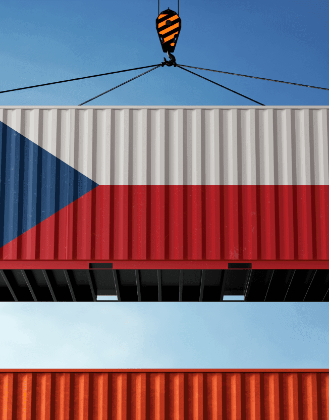 Přepravní kontejner s českou vlajkou