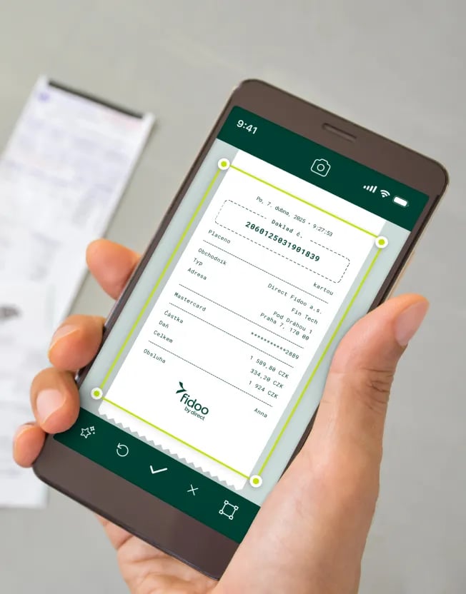 Účtenka naskenovaná v mobilu