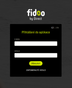 Standard login window Fidoo