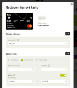 Nastavení týmové Fidoo karty