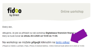 Kliknutí na link workshopu