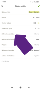 Přiřazení výdaje do cesťáku