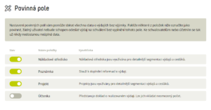 Required fields